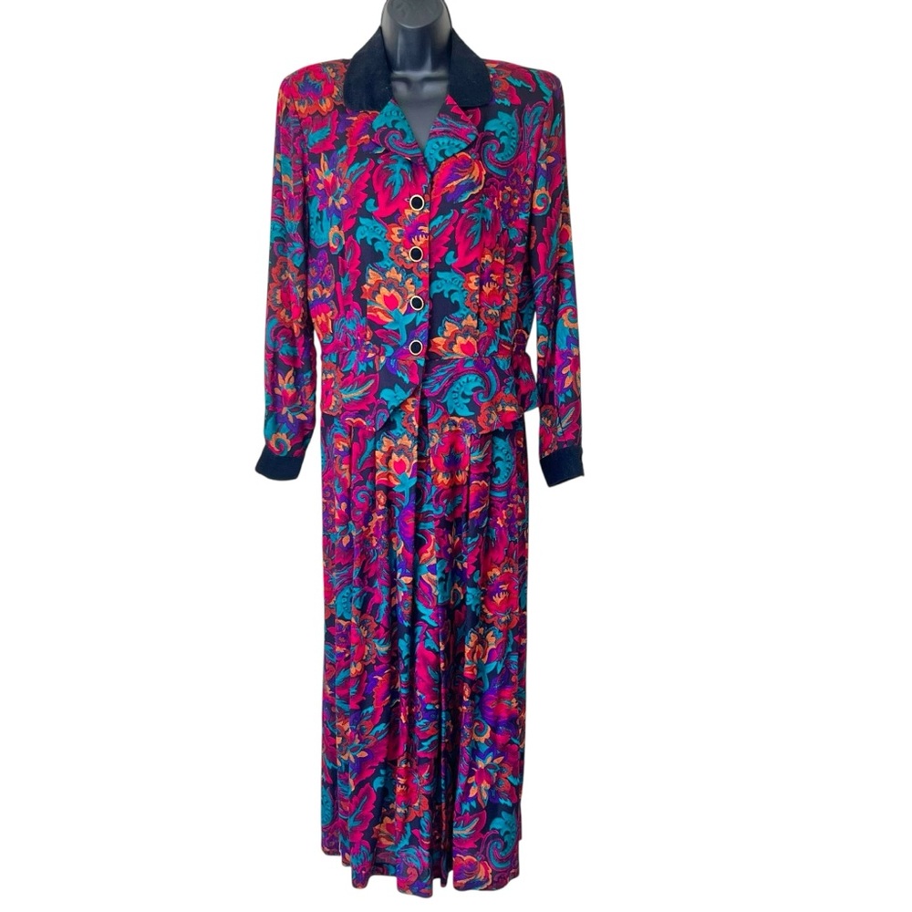 Vintage 80’s Lanz Dark Floral Peplum Dress